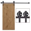 HOMCOM 183CM/6FT Modern Sliding Door Kit, Barn Door Closet Hardware Track Kit Track System Unit for Single Wooden Door 6FT/1830mm
