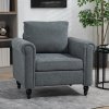 HOMCOM Armchair, Upholstered Accent Chair, Occasional Fireside Chair with Back Pillow and Rubber Wood Legs, Single Sofa for Living Room, Reading Room