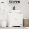 HOMCOM Under Sink Bathroom Cabinet, Freestanding Under Sink Cabinet with 2 Arch Doors and Adjustable Shelf for Basin without or with Pedestal, White