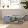 PawHut Tortoise House, Wooden Tortoise Enclosure Small Reptile House with Mesh Roof, Removable Side Panel, for Indoor - Grey