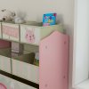 ZONEKIZ Kids Storage Unit, Childrens Toy Storage Organiser, with 6 Fabric Bins, for Bedroom, Nursery, 63 x 30 x 66cm, Pink