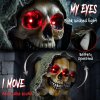 HOMCOM 170cm Animated Halloween Grim Reaper, Life-Size Halloween Animatronics with Moving Hands/Head, Glowing Eyes, Creepy Sound, Touch/Sound Activated for Covered Outdoor Yard