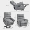 HOMCOM Power Lift Chair for Elderly, Electric Recliner Armchair with Massage and Heat, Type C and USB Ports, Fabric Riser and Reclining Chair with Side Pockets, Grey