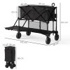 Outsunny Double Decker Folding Trolley on Wheels, 200KG & 350L Capacity Collapsible Wagon Festival Trolley Cart with 134cm Extended for Camping Sports Shopping Garden and Beach, Black