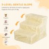 PawHut Dog Steps for Sofa, 3 Steps Dog Stairs, Pet Stairs, with Washable Plush Cover, for Small Breeds, Cats - Beige