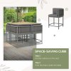 Outsunny 4 Seater Rattan Cube Garden Furniture Set with Cushions, Square Garden Dining Set with Stone Composite Board Top Table, Wicker Outdoor Table and Chairs, Grey