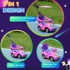 AIYAPLAY 3 in 1 Ride on Push Car, Cartoon Robot Theme Foot to Floor Slider, Baby Push Along Car with Parent Handle, Light Music Horn, Underneath Storage, for Boys Girls 12-36 Months - Pink
