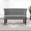 HOMCOM Loveseat with Wood Frame, Compact 2 Seater Sofa, Button Tufted Chaise Lounger with Carved Legs, Vintage Design for Bedroom Living room, Charcoal Grey
