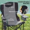 Outsunny Set of 2 Folding Camping Chairs, Padded Camping Chairs with Adjustable Armrests, Portable & Lightweight Folding Camp Chair with Cooler Bag, Cup Holder and Side Pockets, Grey