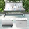 Outsunny 4 Piece Garden Sofa Set, 2 Single Armchair, Loveseat and Coffee Table Set with Steel Frame, Outdoor Furniture with Thick Cushions, Light Grey