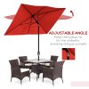 Outsunny 2 x 3(m) Garden Parasol Umbrella, Rectangular Outdoor Market Umbrella Sun Shade with Crank & Push Button Tilt, 6 Ribs, Aluminium Pole, Wine Red