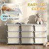 HOMCOM Kids Storage Units with 9 Drawers 3 Tier Chest Vertical Dresser Tower Toy Organiser for Nursery Playroom Kindergarten Cream