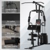 HOMCOM Multi Gym Equipment, Multifunction Home Gym Machine with 45kg Weight Stack, for Lat Pulldown, Leg Extensions, Preacher Bicep Curls, Triceps Pulldowns, Chest Press, Strength Training