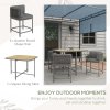 Outsunny 4 Seater Rattan Cube Garden Furniture Set with Cushions, Square Garden Dining Set with Stone Composite Board Top Table, Wicker Outdoor Table and Chairs, Grey