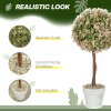 HOMCOM Set of 2 Decorative Artificial Plants, Murraya Flowers in Pot, Fake Plants for Home Indoor outdoor Decor, 60cm, Cream White