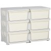 HOMCOM Kids Storage Units with 6 Drawers 3 Tier Chest Vertical Dresser Tower Toy Organiser for Nursery Playroom Kindergarten Cream