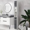 kleankin 180cm Tall Bathroom Cabinet, Slim Bathroom Storage Cabinet with 4 Open Shelves, 2 Door Cupboards and Adjustable Shelves
