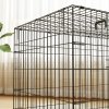 PawHut Dog Crate, Folding Metal Dog Cage with Two Doors, Tray, Soft Cushion, for Extra Large Dogs, 105 x 70 x 75 cm, Black