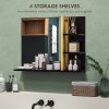 HOMCOM Modern Bathroom Mirror with Shelf, Wall-mounted Vanity Mirror with 4 Storage Shelves and Bamboo Panel for Make Up