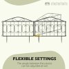 Outsunny Decorative Garden Fencing, 4PCs Outdoor Picket Fence Panels, Rustproof Metal Wire Landscape Flower Bed Border Edging Animal Barrier, Black