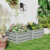Outsunny Set of 2 Raised Garden Bed, Outdoor Planter Box with Galvanised Steel Frame for Growing Vegetables, Flowers and Herbs, 60 x 60 x 30.5 cm, Light Grey