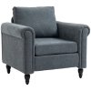 HOMCOM Armchair, Upholstered Accent Chair, Occasional Fireside Chair with Back Pillow and Rubber Wood Legs, Single Sofa for Living Room, Reading Room