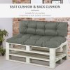 Outsunny 2Pcs Garden Tufted Pallet Cushion Seat Pad, Back Cushion Patio for Indoor Outdoor Use, 120L x 80W x 12Hcm, Grey