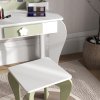 ZONEKIZ Dressing Table with Mirror and Stool, Kids Vanity Table with Drawer, Storage Boxes, Beauty Flower Design Girls Dressing Table for Ages 3-6 Years - White