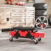 HOMCOM Rolling Mechanic Stool, 135kg Capacity Workshop Stool with 360 Swivel Wheels, Roller Creeper Seat with Slide Out Tool Trays, Drawer, Bottle Holders for Garage, Shop, Auto Repair, Red