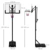 SPORTNOW Portable Basketball Hoop and Stand, Six-Level Height with Quick Lift, Shatter-Resistant Backboard and Wheels, Freestanding Basketball Hoop System for Junior, Adults - 2.35-3.05m