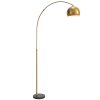 HOMCOM 180cm Arc Floor Lamp for Living Room, Modern Adjustable Standing Lamp with Foot Switch, Faux Black Marble Base and Bell Shade for Home Offices, Bedrooms, Gold Tone