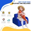 HOMCOM Children's Armchairs Kids Toddler Sofa Chair 2 In 1 Sofa Bed Folding Couch Soft Flannel Sponge Playroom Bedroom Living Room Blue