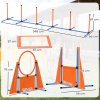 PawHut 6-Piece Dog Agility Equipment, Pet Agility Training Set with Weave Poles, Jump Ring, Hurdle, Pause Box, Obstacle Training Course Kit with Bag, Orange