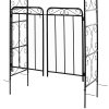 Outsunny Garden Decorative Metal Arch with Gate Outdoor Patio Trellis Arbor for Climbing Plant Archway Antique Black - 108L x 45W x 215Hcm