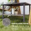 Outsunny Outdoor Rattan Coffee Table, Rectangular Tea Side Table with Tempered Glass Top, Storage Shelf, Foot Pads, Garden Furniture for Patio, Balcony, Mixed-grey