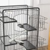 PawHut Ferret Cage Small Animal Cage 6 Levels with Bowl, Water Bottle, Wheels, Rolling Pet Cage for Bunnies Chinchillas, Squirrels, 131cm - Black