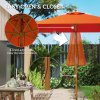 Outsunny 2m x 1.5m Garden Parasol Umbrella with Tilting Sunshade Canopy, Outdoor Market Table Umbrella with Wood and Bamboo Frame, Orange