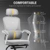 HOMCOM Ergonomic Office Chair, Mesh High Back Desk Chair with Adjustable Lumbar Support and Headrest, Footrest, Reclining Executive Swivel Computer Chair for Home Study, Grey