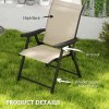 Outsunny Set of 2 Folding Chair, Garden Chair Set with Breathable Mesh Back and Seat, Outdoor Camping Chairs with Armrests, Steel Frame for Deck Balcony, Brown