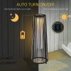 Outsunny Garden Rattan Lamp, 61 cm Tall Solar Rattan Floor Lamp, Solar Garden Light with Auto On/Off LED Light, IP44 Waterproof for Outdoor, Porch, Pathway, Terrace, Black