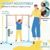 HOMCOM Height Adjustable Gymnastics Horizontal Bar For Kids Home Gym Training Children Junior Kip High Bar Fitness, Light Blue