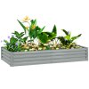 Outsunny Galvanised Raised Garden Bed, 180 x 90 x 30cm Raised Bed with Reinforcing Bars, Outdoor Raised Planter with Open Bottom for Vegetables, Flowers, Herbs, Silver
