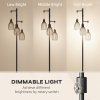 HOMCOM 3-Light LED Floor Lamp, 170cm Industrial Dimmable Standing Lamp with Steel Wire Cage Lampshades, 2700K for Living Room, Bedroom, Dining Room, Study, Black