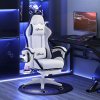 Vinsetto Computer Gaming Chair, PU Leather Office Desk Chair with Footrest, Swivel Wheels, 135?? Reclining Back, Lumbar Support, Headrest for Home, White and Black