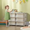 HOMCOM Kids Storage Units with 6 Drawers 3 Tier Chest Vertical Dresser Tower Toy Organiser for Nursery Playroom Kindergarten Cream