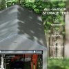 Outsunny 1.2 x 1.8m Garden Storage Shed Tent, Portable Shed Shelter with Galvanised Steel Frame and Large Door, for Motorbike, Garden Tools, Bike Storage