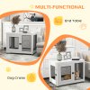 PawHut Dog Crate Furniture End Table w/ Soft Washable Cushion, Two Doors, Indoor Pet Kennel for Small Medium Large Dogs w/ Wire Mesh, White
