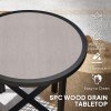 Outsunny Round Small Garden Table, 50.5cm Outdoor Side Table with SPC Tabletop, Metal Frame and Anti-slip Foot Pads for Garden, Balcony, Grey Wood Effect