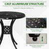 Outsunny 78 cm Round Garden Dining Table with Parasol Hole Antique Cast Aluminium Outdoor Table Only, Black