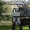 Outsunny Double Decker Folding Trolley on Wheels, 200KG & 350L Capacity Collapsible Wagon Festival Trolley Cart with 134cm Extended for Camping Sports Shopping Garden and Beach, Grey